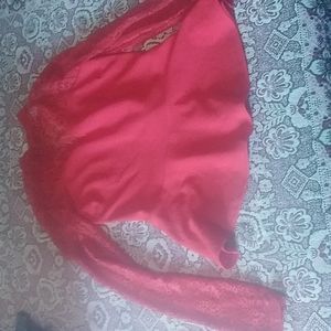 ReVamped Red lace long sleeve
